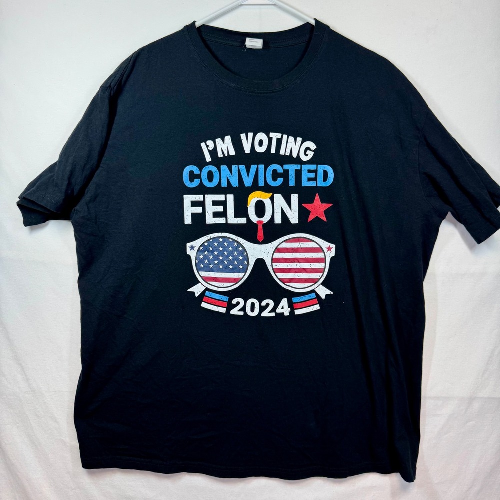 Political Humor T-Shirt I'm‎ Voting Convicted Felon 2024 Graphic Tee Sz 2XL